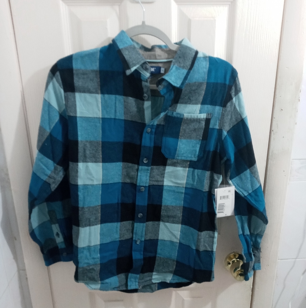 Univibe Teal Plaid Kids Button Down Shirt Size XL NWT